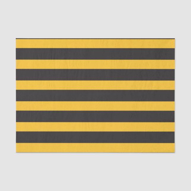 Black Yellow Horizontal Lines Geometric Bee Animal Tissue Paper (Front)