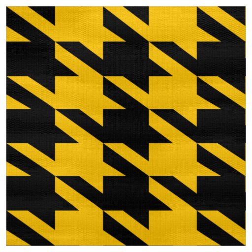 Black & Yellow Houndstooth Seamless Pattern Fabric | Zazzle