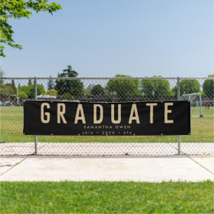 Black Yellow Huge Gold Modern Grad Announcement Ba Banner