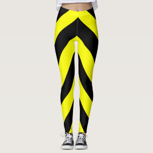 Black & Yellow Lines Pattern Leggings