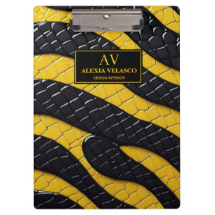 Black & Yellow Luxury Modern Animal skin Clipboard