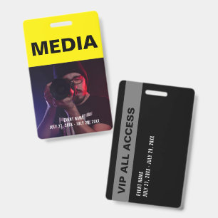 Black & Yellow Media All Access Pass ID Badge