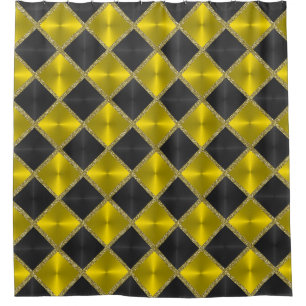 Black  Yellow Metallic Looking Squares with Gold