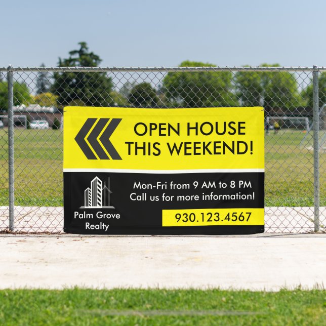 Black Yellow Open House Direction Real Estate Banner (Insitu)