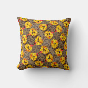 Black, yellow orange fall leaves solid back throw pillow