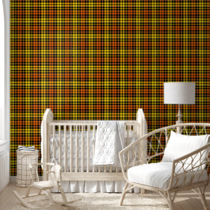 Black Yellow Orange Plaid Tartan Design Wallpaper