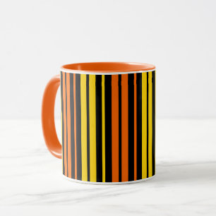 Black Yellow Orange Vertical Stripes Design Mug