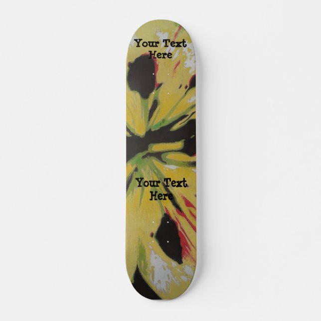 black yellow original modern abstract art design skateboard (Front)