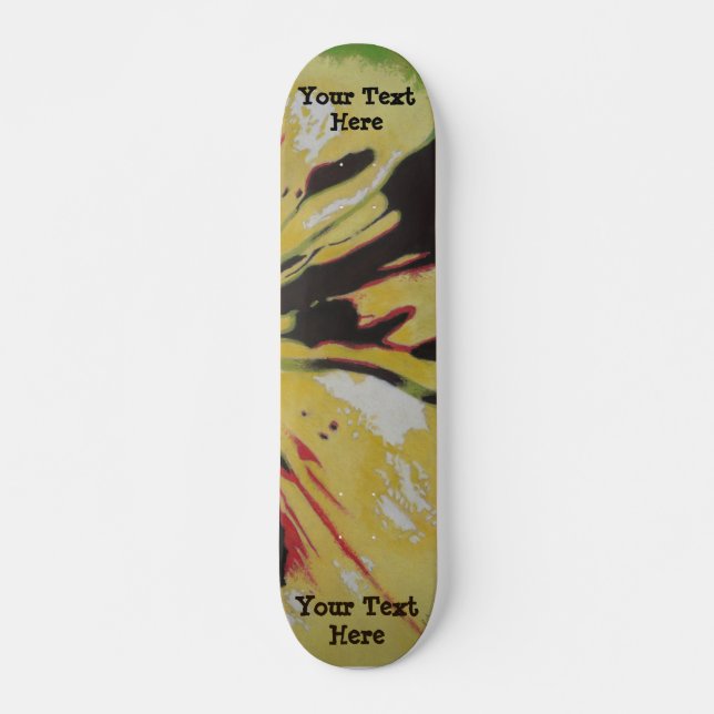 black yellow original modern abstract art design skateboard (Front)