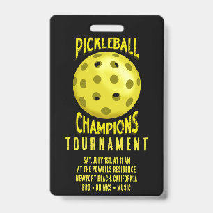 Black Yellow Pickleball Tournament Invitation Badge