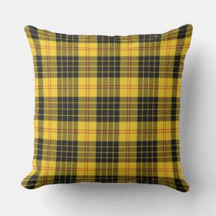 Black Yellow Plaid Outdoor Pillow