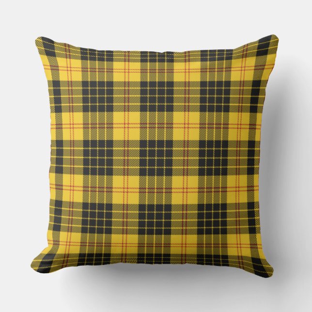  Black Yellow Plaid   Outdoor Pillow (Front)