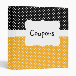 Black/Yellow Polka Dot Coupon organizer Binder