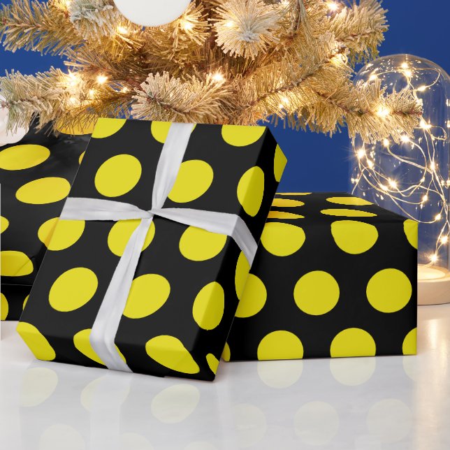  Black & yellow polka  Dots modern chic Wrapping Paper (Holidays)
