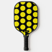 Black/Yellow Polka Dots Pickleball Paddle