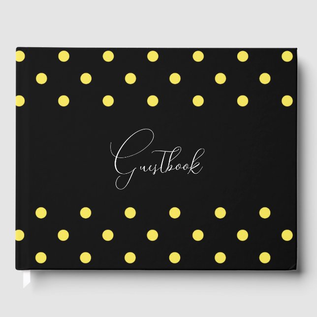 Black & Yellow Polkadots Wedding Guest Book (Front)