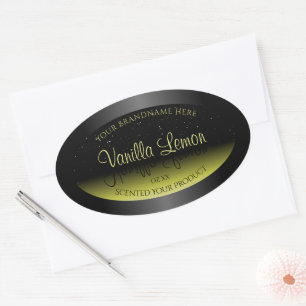 Black Yellow Product Packaging Labels Soft Glitter