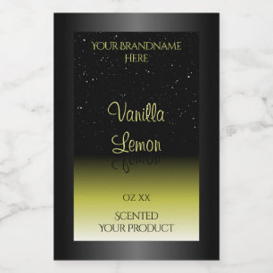 Black Yellow Product Packaging Labels Soft Glitter