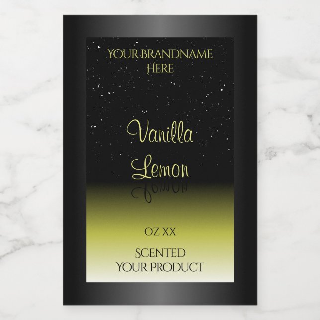Black Yellow Product Packaging Labels Soft Glitter (Single Label)