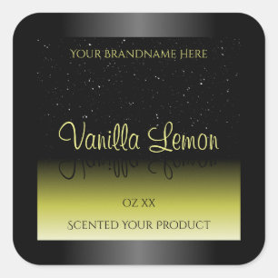 Black Yellow Product Packaging Labels Soft Glitter