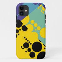 Black Yellow Purple Polka Dots Seamless Pattern