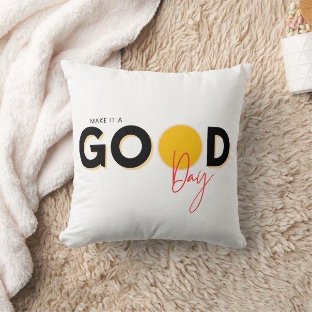 Black Yellow Red Make A Good Day Throw Pillow (Blanket)