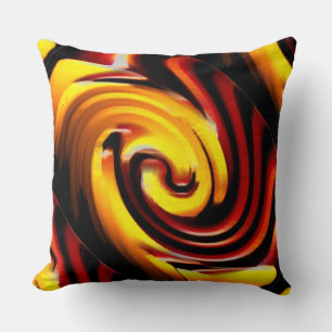 Black Yellow Red Swirls Photography Art Throw Pillow