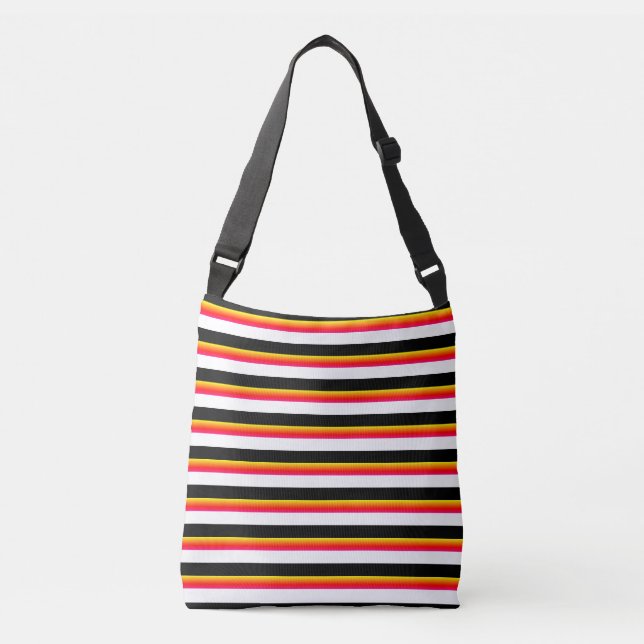 Black Yellow Red White Stripes Crossbody Bag (Front)