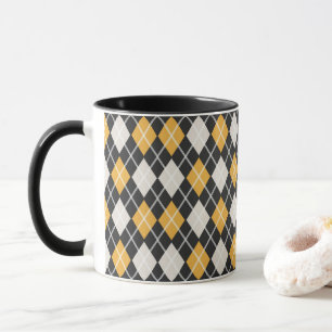 Black & yellow Seamless Argyle Pattern  Mug
