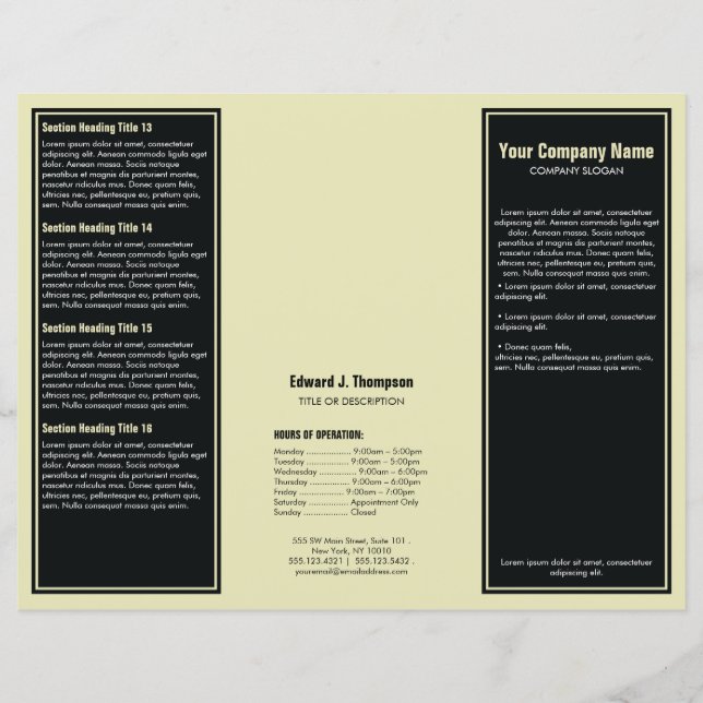 Black Yellow Simple Border Brochure (Front)
