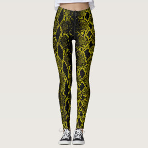 Black Yellow Snake Skin Leggings