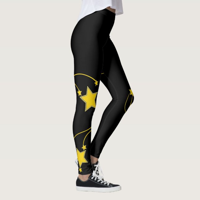 Black Yellow Stars  Leggings (Right)