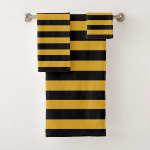 Black Yellow Stripes Pattern {pick your color} Bath Towel Set