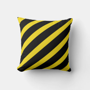 Black & Yellow Stripes Striped Throw Pillow