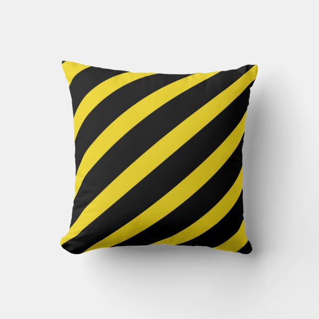 Black & Yellow Stripes Striped Throw Pillow (Front)