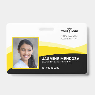 Black Yellow Template Business Logo Photo Name ID Badge