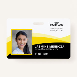 Black Yellow Template Business Logo Photo Name ID Badge