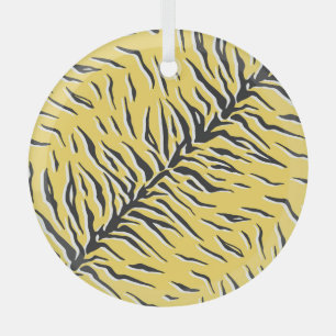 Black-yellow tiger stripes: vintage pattern. glass ornament