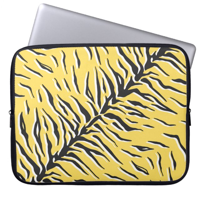 Black-yellow tiger stripes: vintage pattern. laptop sleeve (Front)