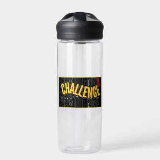 Black Yellow Typography Challenge Water Bottle