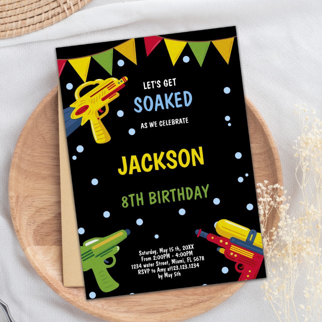 Black Yellow Water Gun Invitations (Black Yellow Water Gun Invitations)