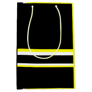 Black yellow white and grey stripes  medium gift bag