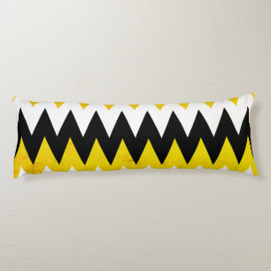 Black Yellow & White Chevron Print Body Pillow