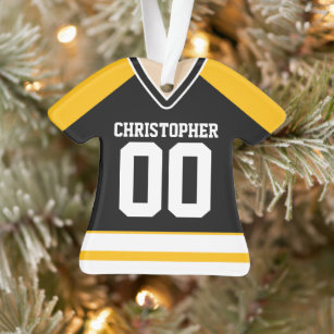Black/Yellow/White Custom Hockey Jersey Ornament