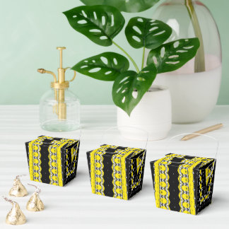 Black, Yellow & White Tribal Pattern Favor Box