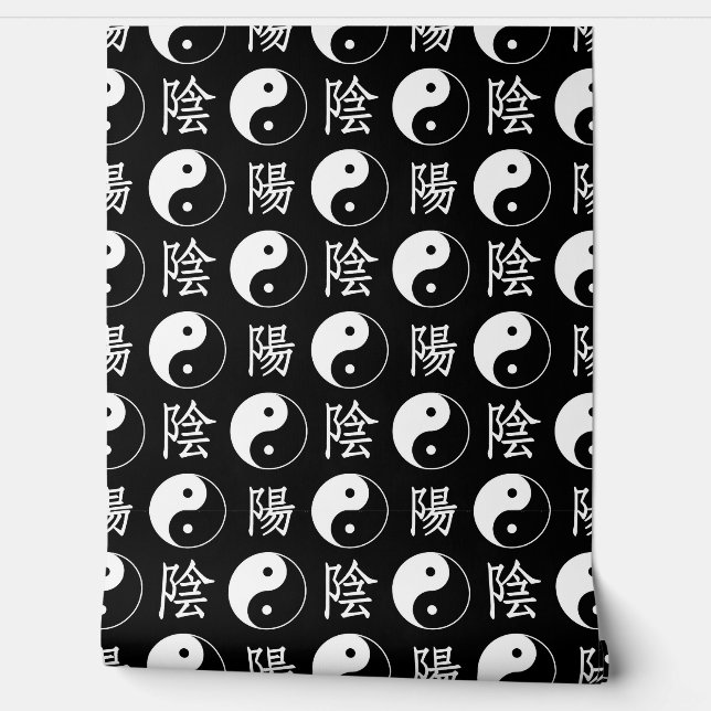 Black Yinyang Symbol Chinese Pattern Wall Decor (Unrolling)