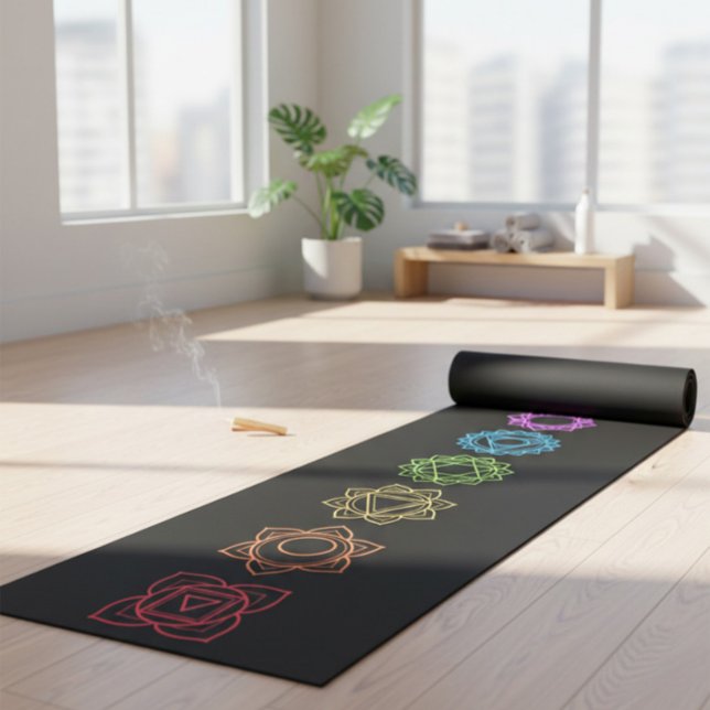 Black Yoga Mat with Colorful Chakras (Creator Uploaded)