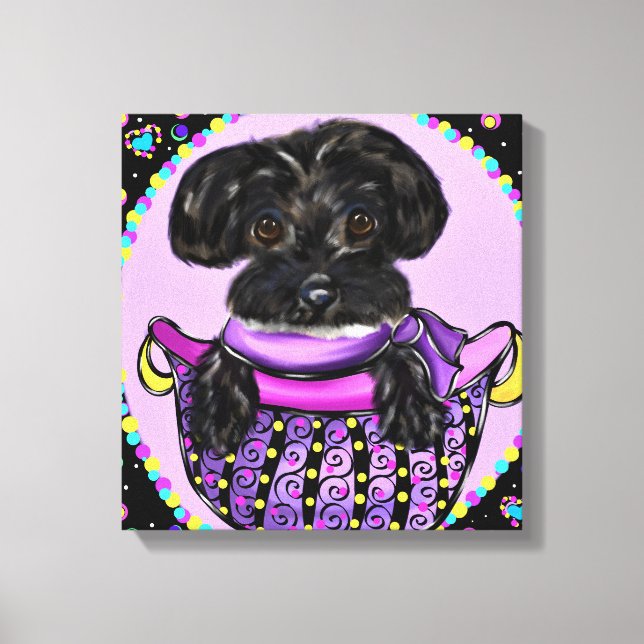 Black Yorkie Poo Canvas Print (Front)