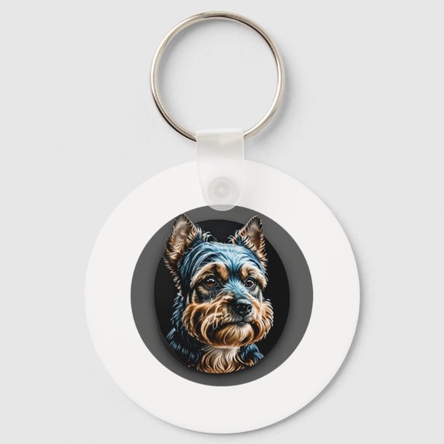 black yorkshire terrier keychain (Front)