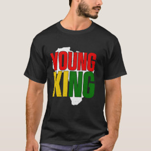 Black Young King Black History Month Kids Afro Boy T-Shirt